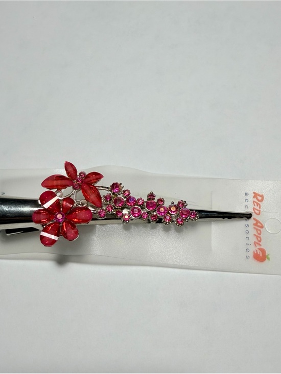 Apple Accessories - Apple Hot Pink Floral Crystal Barrette